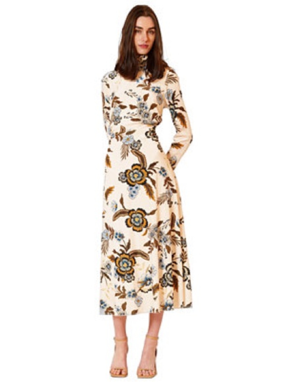 julia jordan Cream Floral Long-Sleeve Maxi Dress